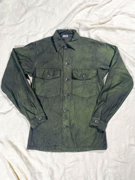 Organic Overdyed Light Wash Black Vintage 60s Military Field Shirt (Unisex  US Small)